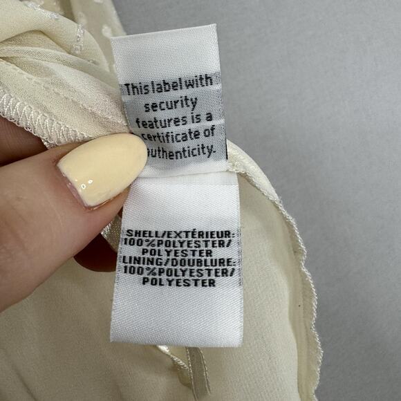 Diane von Furstenberg Blouse Womens 6 Cream Swiss Dot Popover Top Preppy Boho - Picture 14 of 15